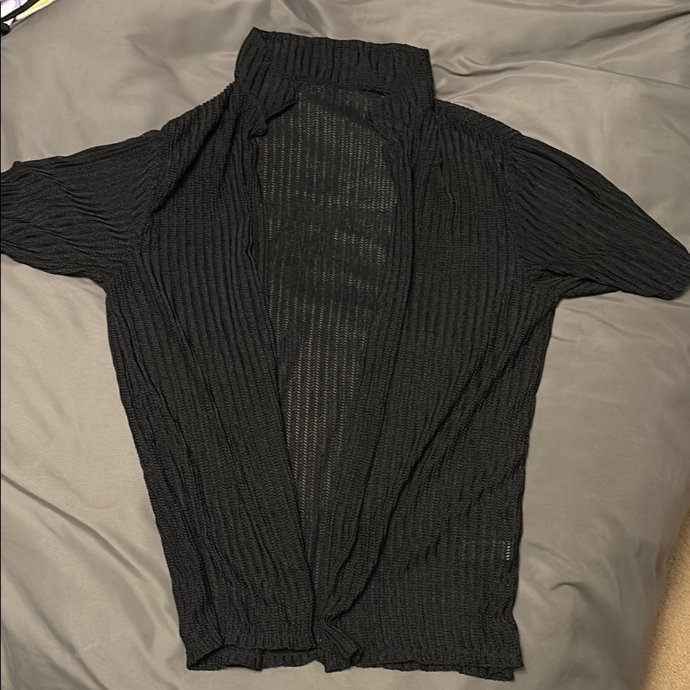 SHEIN Black Ribbed Swim Coverup